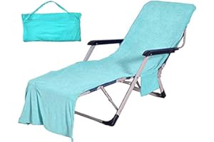VOCOOL Chaise Lounge Pool Chair Cover Beach Towel Fitted Elastic Pocket Won't Slide (Lakeblue)