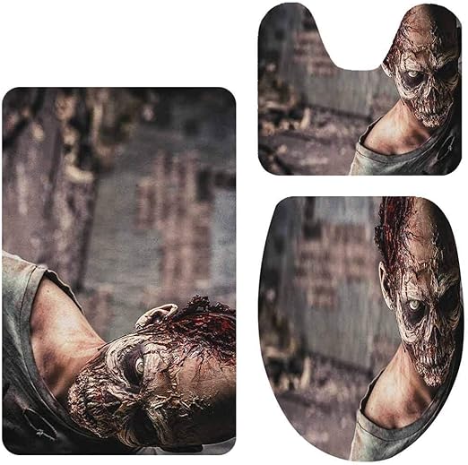 Juego de 3 alfombrillas de baño con diseño de zombies muertos en casa