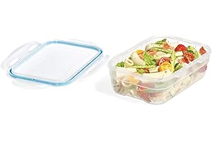 Starfrit LocknLock Easy Match Plastic Rectangular Container - 41oz/1.2L - Airtight, Leakproof & Nestable - 4-Sided Locking Li