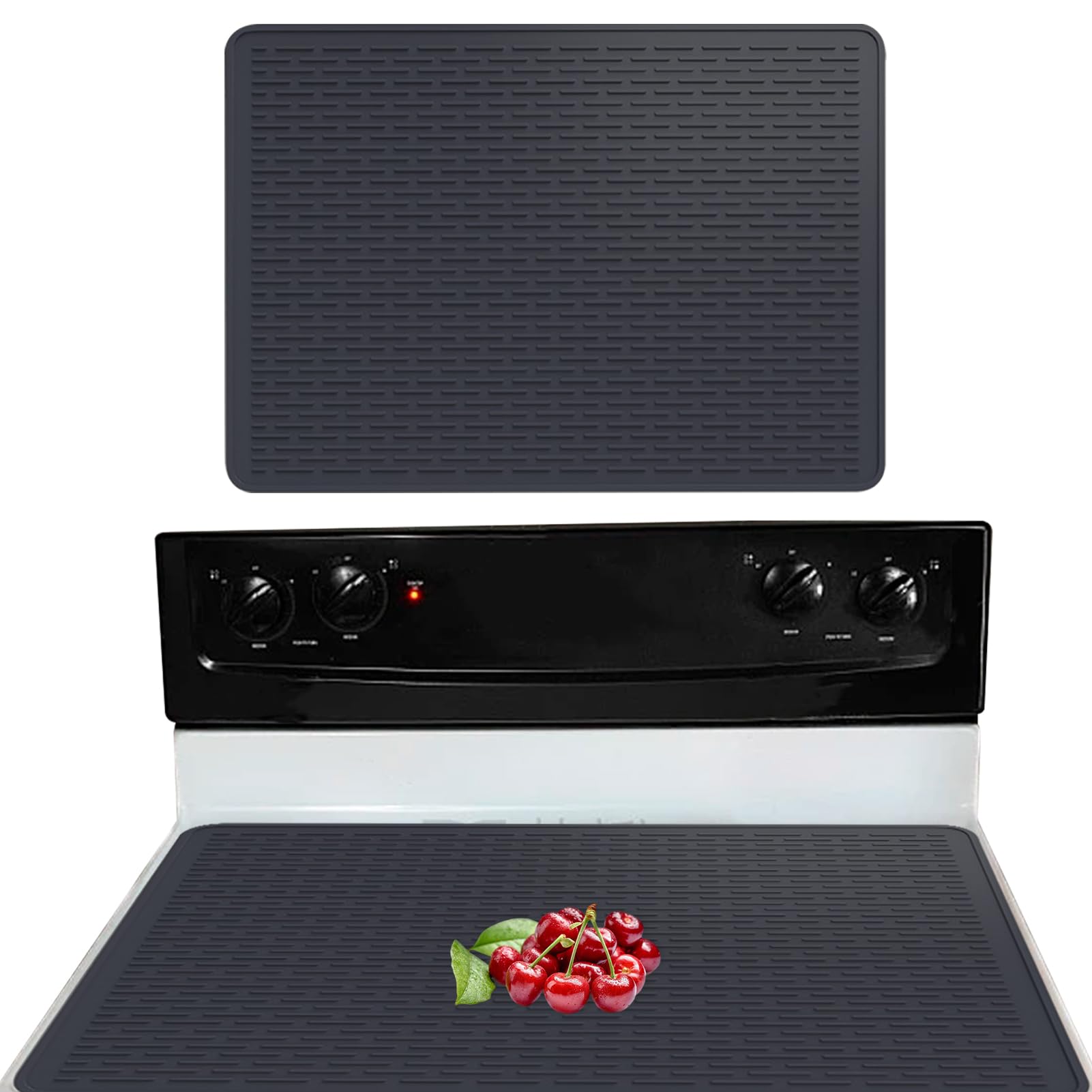Large Induction Hob Protector Mat, Induction Hob Cover Silicone Cooktop Protector, Silicone Stove Top Cover 29.92X20.87In Glass Stove Top Cover Prevents Scratching Kitchen (Black-L)