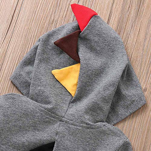 Charberry Newborn Baby Boys Girls Dinosaur Zipper Hooded Romper Jumpsuit Outfits Clothes - Thumbnail 7