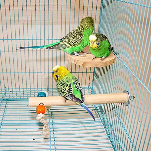Roundler Parrot Perch Stand Toys,Cage Top Play Stand Parrot Swing Climbing Ladder Toys Wooden Perch Suitable for Parakeet, Cockatiel, Lovebirds, Conure and Finches (Style-1)