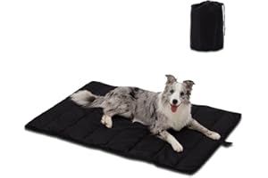 BDEUS 43x25In Large Size Outdoor Dog Bed, Waterproof & Portable Camping Travel Pet Mat, Easy to Clean, Washable Odor Resistant Pet Cooling Pad (Black)