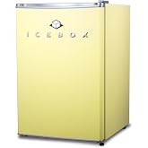 ICEBOX 2.5 Cu. Ft. Compact Refrigerator, ENERGY STAR Certified Small Refrigerator, Single Door Mini Fridge with Chiller Compartment, R600a Refrigerant, IBCR25SUN, Sun Yellow