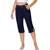 Magrank Women Yoga Capri Pants Comfy Drawstring Lounge Sweatpants with Side Pockets