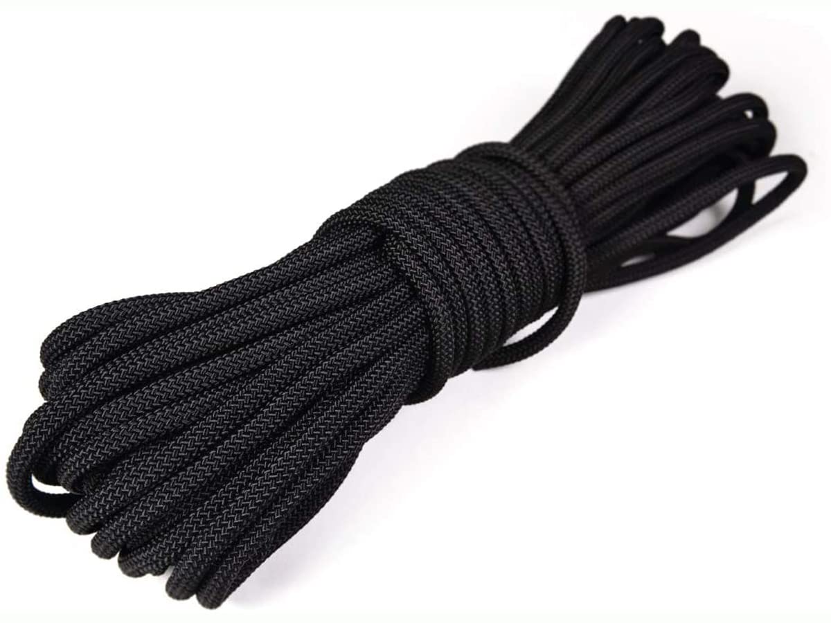 KuTi Kai 20M(64FT) Nylon Rope,Traction Tying Powerful Rope,Multi-functional Thick Tarp Hanging String for Gardening Design,Wedding,Fishing and DIY etc (Black, 12MM)