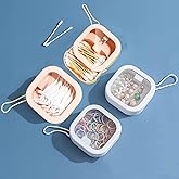 REVAXUP 4pcs Hair Tie Organizer 3.74"x3.74",Small Portable Hair Tie Holder Organizer for Girls Travel, Baby Girl Hair Accessories Organizer for Hair Clips,Q-tips,Earrings,rings,Floss,(2Pink&2White)
