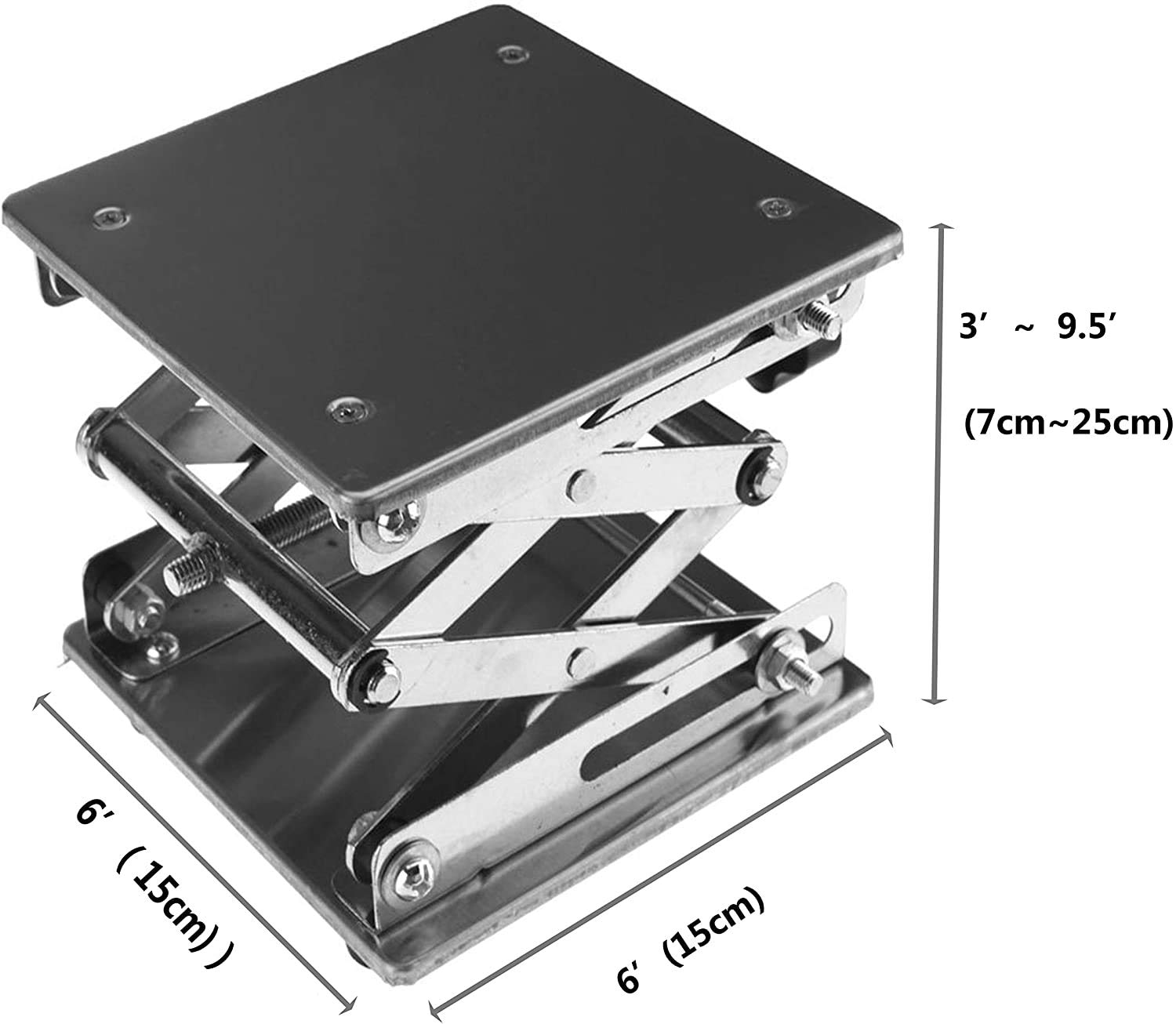 HeyWin Lab Jack Stand 6x6 inch,Made of Stainless Steel,for Raising or Lowerring Router,Laser,Cupboard,Photo Subjects - Image 4