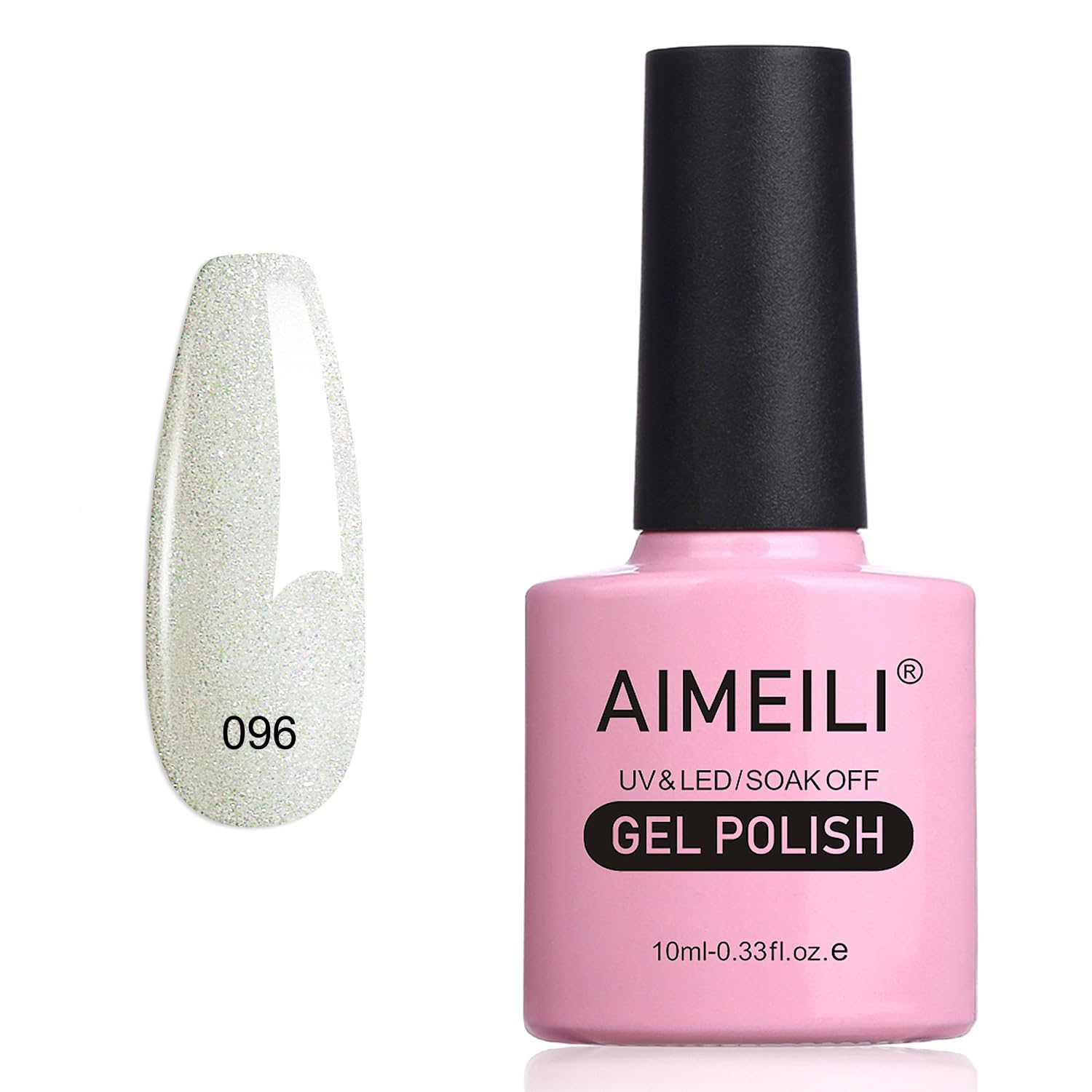 AIMEILI Soak Off UV LED Christmas Glitter White Gel Nail Polish Shimmer - Dancing Little Snow (096) 10ml
