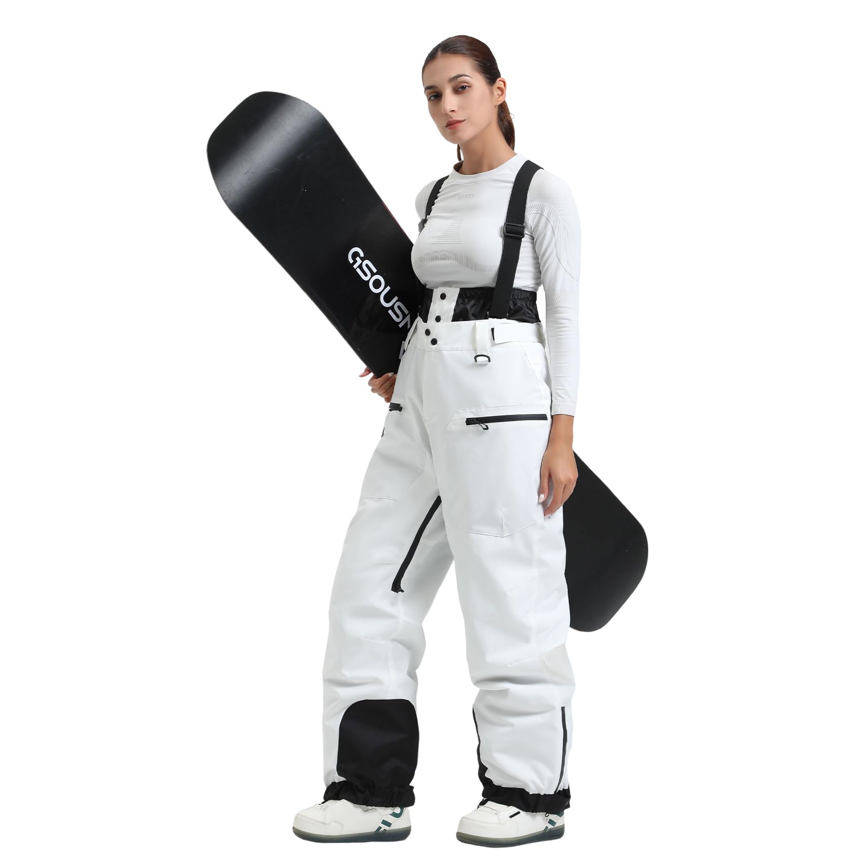 Photo 1 of GSOU SNOW Womens Baggy Snowboard Pants Ski Bibs Snow Loose Overalls Waterproof Windproof Insulated Warm