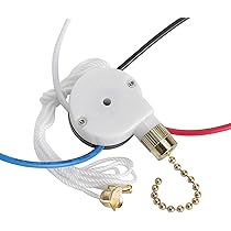 DAYONE Brass 3 Speed 4 Wire Pull Chain Ceiling Fan Switch