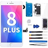 CYKJGS for iPhone 8 Plus Screen Replacement Home Button 5.5" LCD | Display 3D Touch Digitizer Full Assembly White Front Camera Speaker Sensor Repair Kit Tools A1864 A1897 A1898