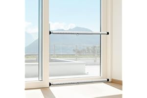 JAOTREL Sliding Door Lock,17" - 51" Sliding Door Security Bar Heavy Duty Sliding Glass Patio Door Security Bar Window Security Bar Inside Childproof Adjustable Interior White 2 PCS