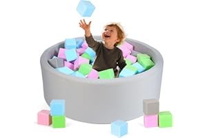 TRENDBOX 35"x12" Kids Soft Ball Pit & 72pcs 3.15" Foam Cubes - Indoor Playground Ball Pool, Ideal Gift for Kids...