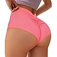 BOUFOR Scrunch Booty Shorts for Women V Back High Waisted Yoga Shorts Cut Out Rave Bottoms Butt Lifting Short Mini Hot Pants