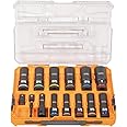 Klein Tools 65111IMPCT KNECT Deep-Well Impact Socket Set, 1/2-Inch Drive, SAE, Color Coded, MODbox Case, Impact Adapter and Extension, 14-Piece