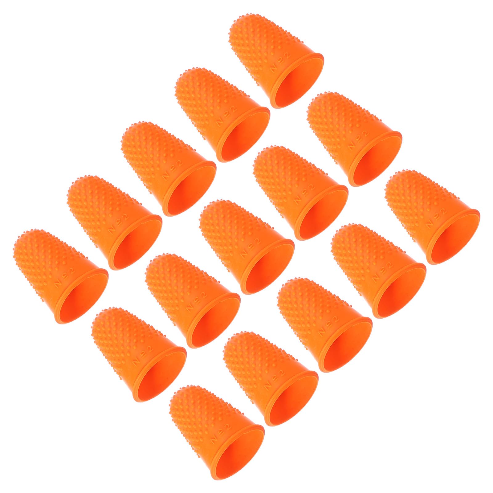PATIKIL Rubber Finger Tips, 15 Pack Silicone Thumb Fingertip Protector Finger Cots Covers Guard Pads Thimble Grips for Office Counting Sewing, Orange L Size