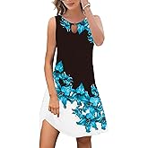 ETCYY Summer Dresses for Women 2025 Trendy Boho Floral Print Beach Cover Up Casual Spring Sleeveless Sundresses(M.Flower Blue Fairy)