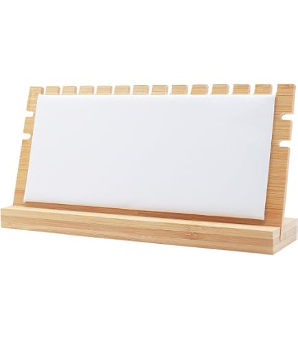 2-Pack Walnut Leather & Bamboo Jewelry Display Stands - Necklace Organizer Boards (White) - View #5