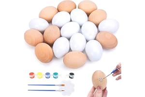 AMOR PRESENT 18Pcs 2.5" Wooden Eggs, Easter Eggs Painting Kit Wooden Fake Eggs Unfinished Wooden Eggs for DIY Craft Easter Hunt, Basket Stuffers