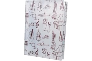 Music Sheet File Paper Storage Folder Documents Holder Blank Sheet Files Plastic A4 Size 40 Pockets (Music Instrument White)