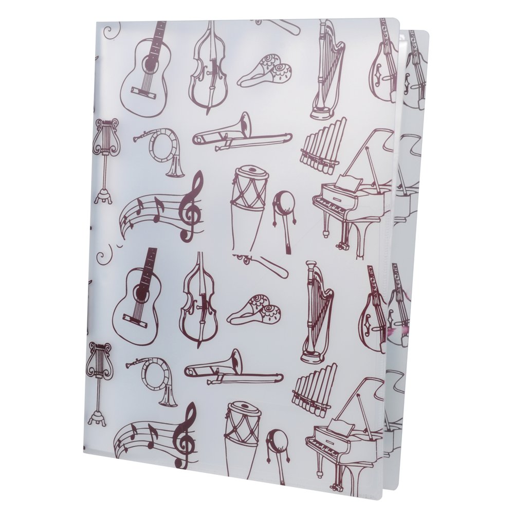A4 Size Music Sheet File Folder A4 Size Documents Holder Storage Folder 40 Pockets (Music Instrument White)