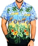 La Leela Men's Aloha Hawaiian Shirt Short Sleeve Button Down Casual Beach Party Blue