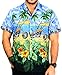 La Leela Men's Aloha Hawaiian Shirt Short Sleeve Button Down Casual Beach Party Blue