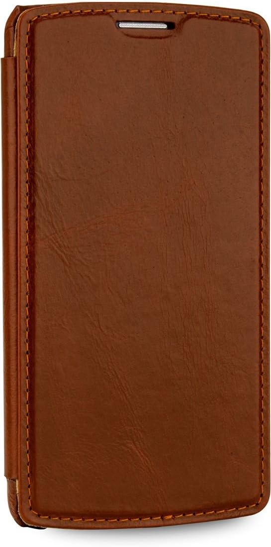 StilGut® UltraSlim Book Type without Clip, Leather Case for LG G3 Stylus, Cognac Brown - Image 5