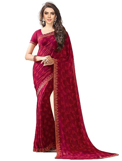 RAJESHWAR FASHION WITH RF Womens Georgette Saree with Blouse Piece (Pink)