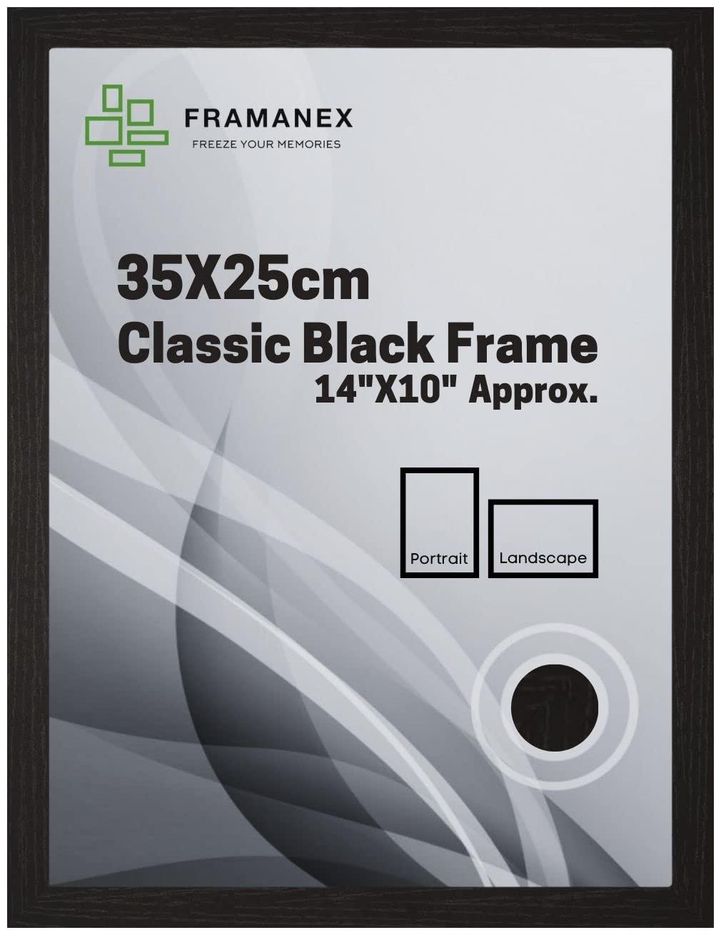 FRAMANEX Classic Picture Poster Frame, 35 X 25cm Black Wood Finish, Portrait/Landscape Rectangle 14 X 10 inches