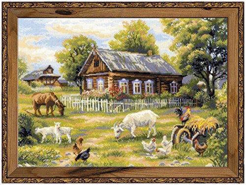 RIOLIS 14 Count Afternoon in The Country Counted Cross Stitch Kit, 19.75 x 13.75