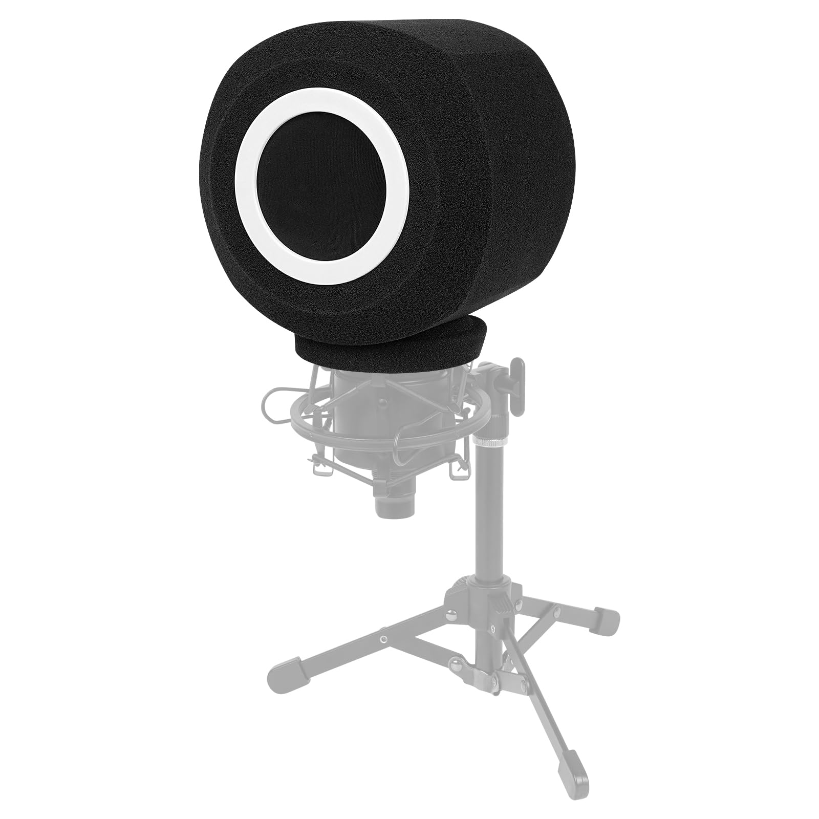 Geekria for Creators Professional Microphone Isolation Ball, Microphone Windscreen Pop Filter, Foam Windscreen Compatible with Shure MV7X, ATH AT2035 Microphone Antipop Foam Cover (Black)