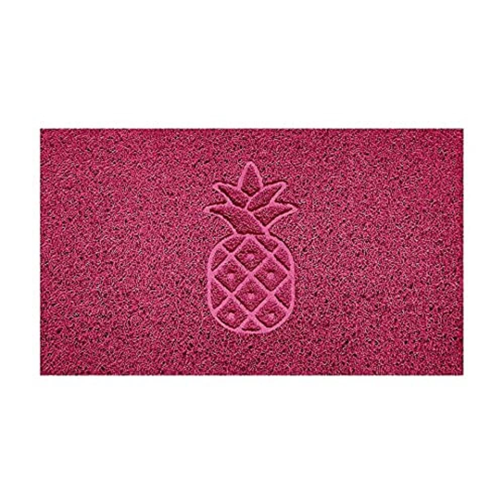 Nicoman Embossed Spaghetti Door Mat Dirt-Trapper Jet-Washable Doormat 70x43cm (Pink, PINEAPPLE Shape) - Use Indoor or Sheltered Outdoor
