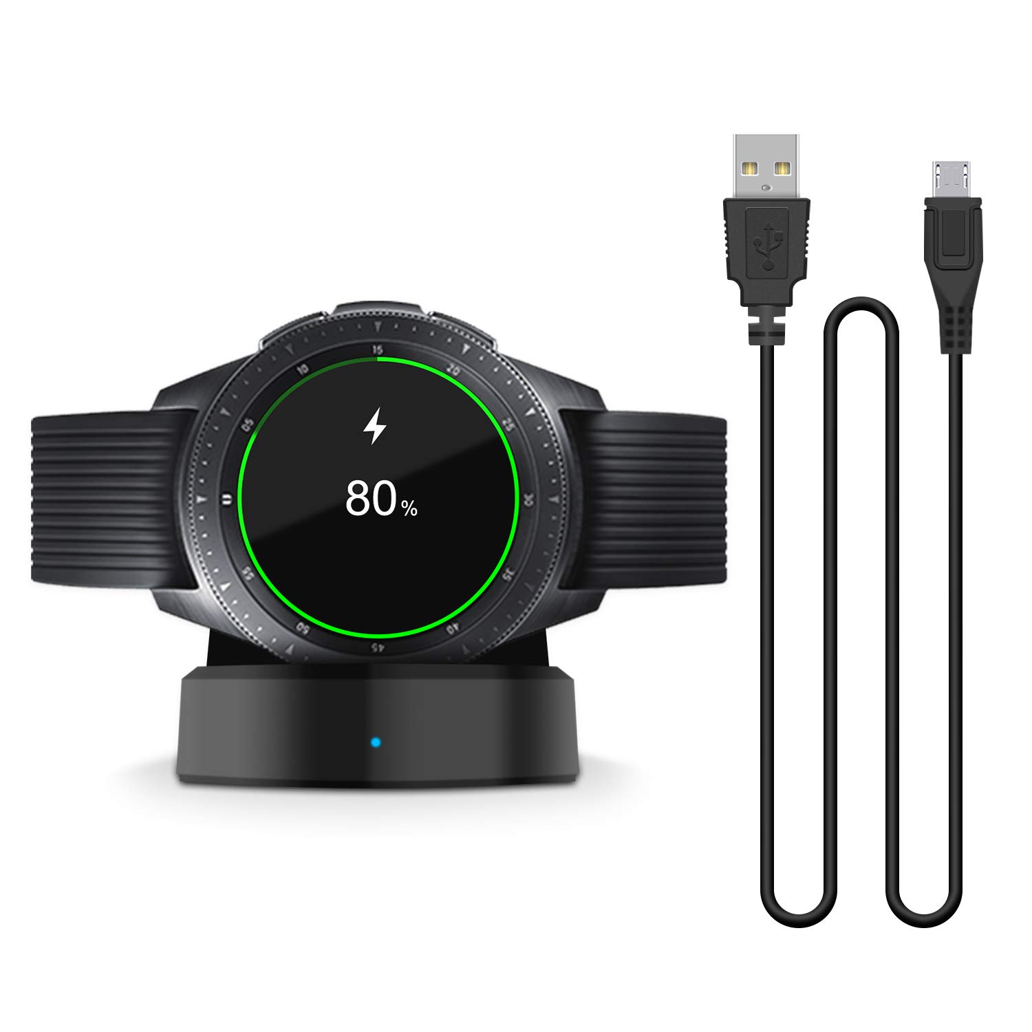 FASTSNAIL Charger for Samsung Galaxy Watch 42mm 46mm, Wireless Fast Charger Dock for Samsung Galaxy Smart Watch SM-R800 R810 R815 Portable Charging Cradle Dock Charger Stand with USB Cable(Black)