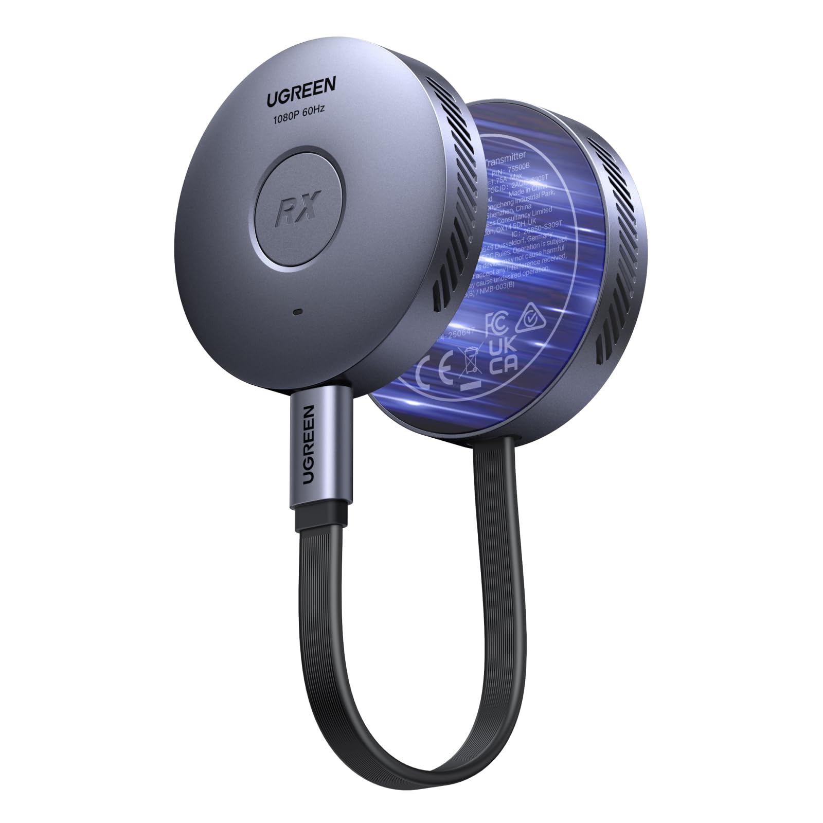 UGREEN kabelloser USB C Sender und HDMI Empfänger Magnetischer Sender Typ C auf HDMI 1080P@60Hz 5G Übertragung für Kompatibel mit Smartphone/PC/MacBook/Kamera/Laptop/Tablet/Fernseher/Monitor (50 m)