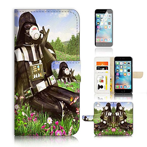 ( For iPhone 6 Plus / iPhone 6S Plus ) Flip Wallet Case Cover & Screen Protector Bundle! A20445 Starwars Darth Vader