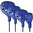 PGM Golf Club Covers, 4pcs Drivers Fairway Woods Hybrid Golf Head Covers with Number, Fit Oversized Right Handed Brands, Easy on Off, Washable