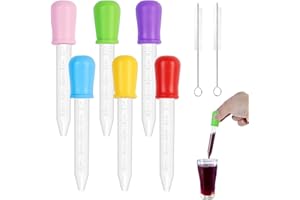 Oslynia 6 Pcs Pipette, 5ml Silicone Plastic Dropper Bottle, Suitable for Feeding Pipette Baby, Eye Dropper, Droppers for Liqu
