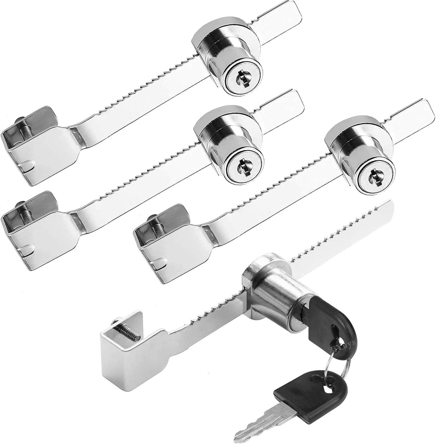 ZiYuya 4PCS Reptile Vivarium Terrarium Lock for Glass Showcase Display Cabinet Sliding Glass Door Lock Ratchet Locks with Key Alike