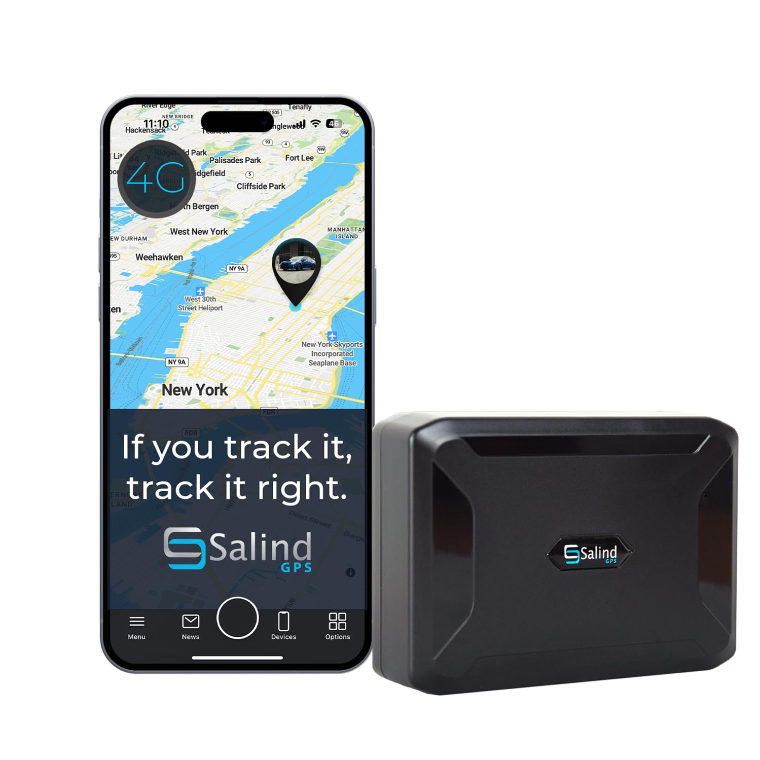 SALIND GPS Magnetic, up to 70 Days Battery - GPS Tracker for Every Vehicle, 4G LTE Car GPS Tracker with Strong Built-in Magnet for Easy Fixation on All Surfaces, Robust & Splash Proof Tracking Device
