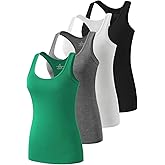 Star Vibe Racerback Workout Tank Tops for Women Basic Athletic Tanks Yoga Shirt Sleeveless Exercise Tops 4 Pack