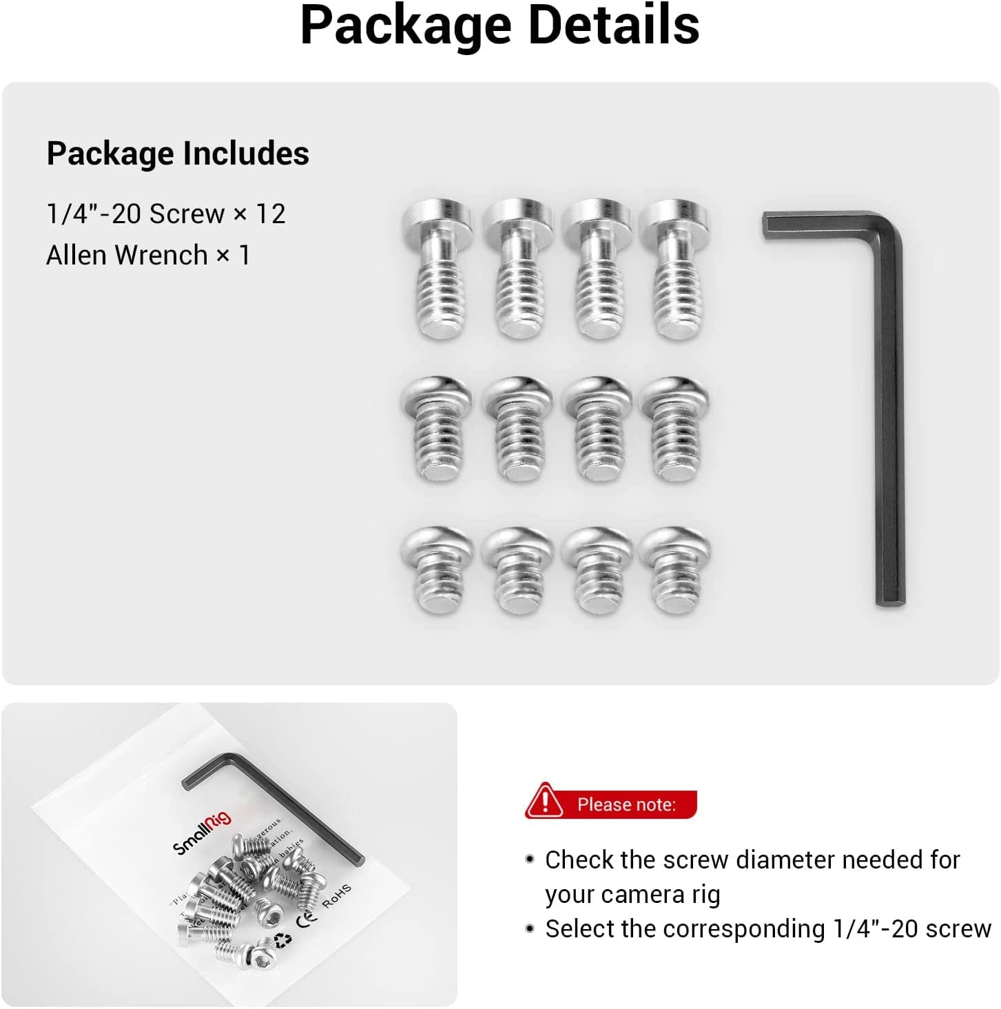 SMALLRIG Allen Wrench Screw 1/4
