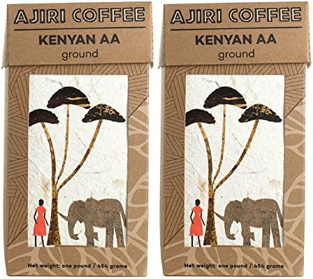 Ajiri Coffee Kenyan AA Ground Coffee, 1 Pound, 2 Count