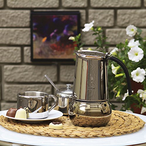 Bialetti Kitty Stove top Coffee Maker, 4Cup (6 oz), Stainless Steel
