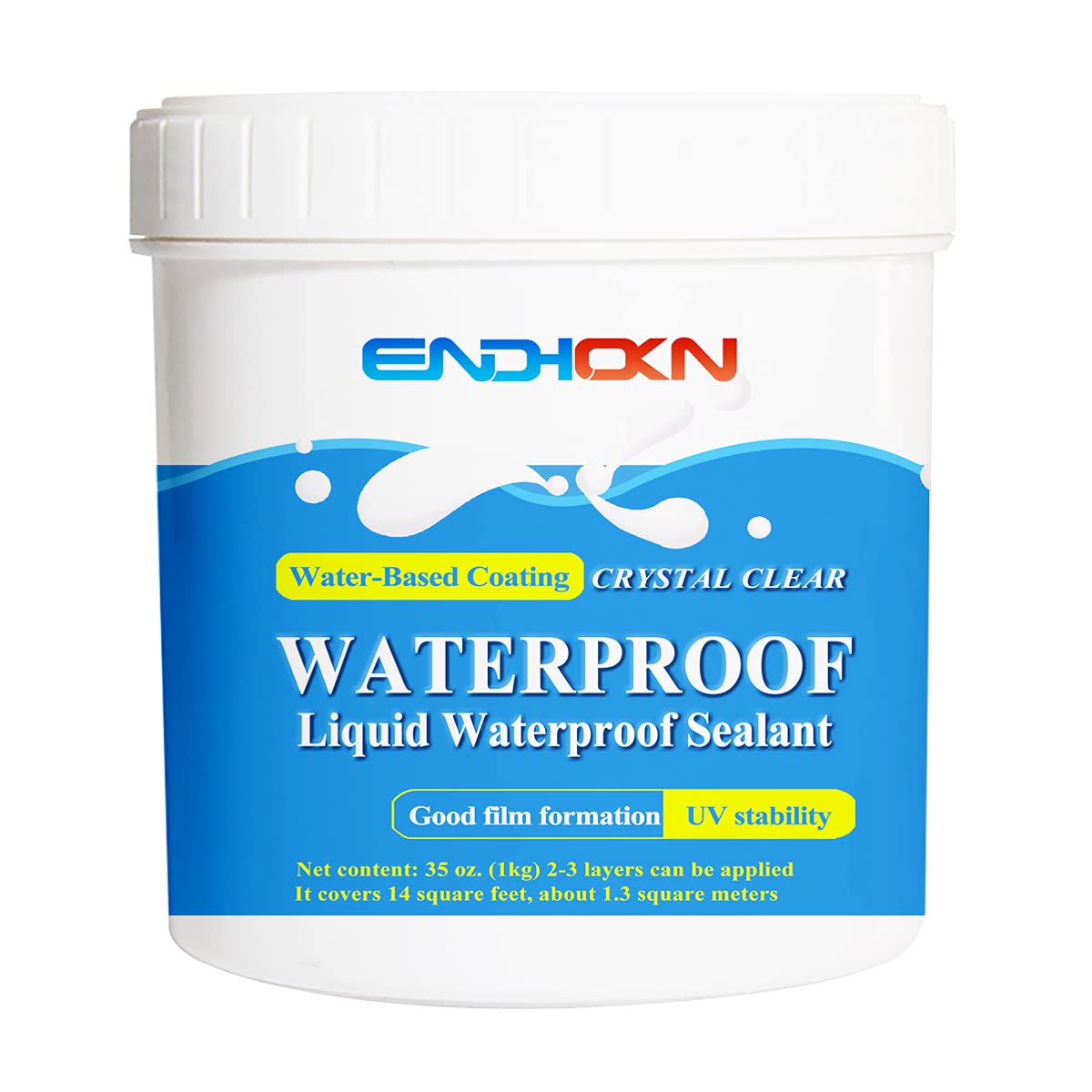 Liquid Waterproof Sealant Clear 35oz, Endhokn Wall, Bathroom, Roof Indoor and Outdoor for Leaks Cracks Repair Water-Based Waterproof Coating