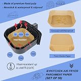 BYKITCHEN 9 Inch Air Fryer Liners 50pcs Unbleached Parchment Paper Nonstick view 5