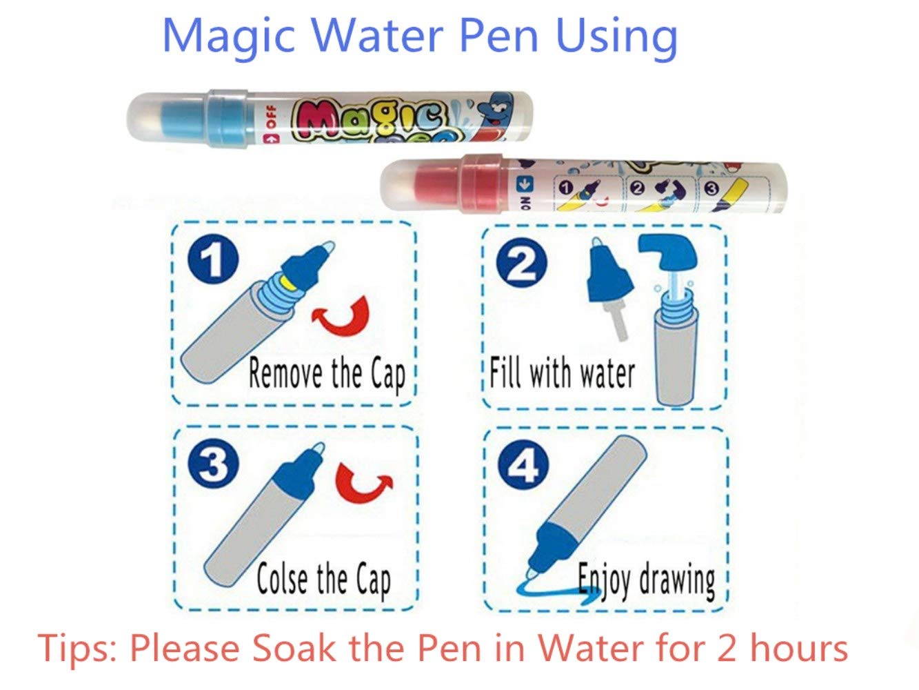 AGXuanYi Magic Water Drawing Mat 4 Color Large 31.5 x 23.6in Water Doodle Painting Board Writing Mats with 2 Pens 8 Molds Kids Educational Learning Toy Gift for Boys Girls Toddlers