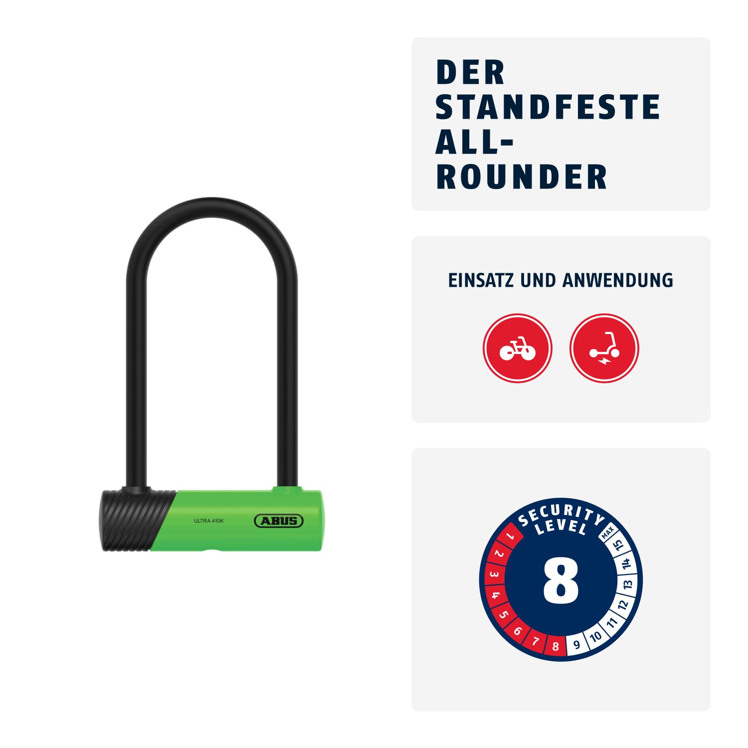 ABUS Bügelschloss 410K Ultra, Variante 150HB180, Grün 2