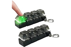 2 Set Keyboard Fidget Toy Light Up Led,4 Button Keychain Gadgets Stress Relief Keyboard Fidget Clicker, Mechanical Keyboards 